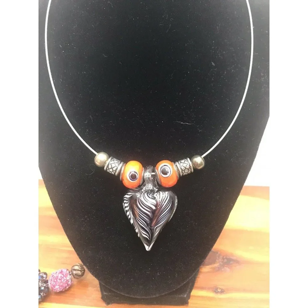 Unique Bundle Of 4 Wire Cuff Necklaces‎ Choker Beaded Cat Glass Silver-tone